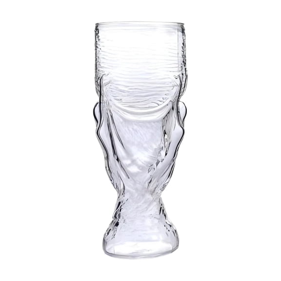 Decorr World Cup Trophy Shaped Beer Glass, 350ml Clear Glass Football Champion Beverage Cup, Soccer Themed Pint Glass for Fans & Bar Decor, 7×4"