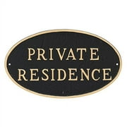 Montague Metal Products Oval Private Residence Statement Plaque Sign, Black with Gold Lettering, 6" x 10"