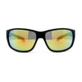 thumbnail image 2 of Locs Mens Color Mirror Wrap Rectangle Gangster Sport Sunglasses Black Red Orange Mirror, 2 of 4