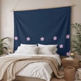 thumbnail image 3 of Pink Flower Small Tapestry for Bedroom Wall Hanging Tapestry, Japanese Style Floral Navy Blue Ceiling Backdrop Tapestries Poster Blanket Wall Decor for Teens Room Living Room Dorm 23" x 28", 3 of 8