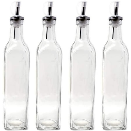 

Clear Glass Dispenser Stopper Spout Bottles 500 ML 16 Oz Oil Vinegar Dressing with Cap 4