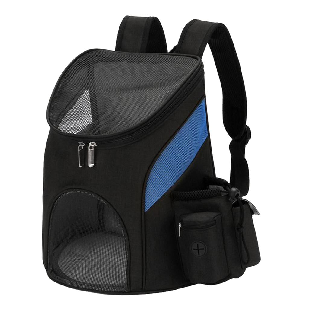 Fzaqwen Pet Cat Dog Backpack Carrier for Small Animal, Breathable, Designed for Travel, Hiking, Walking & Outdoor Blue Black S