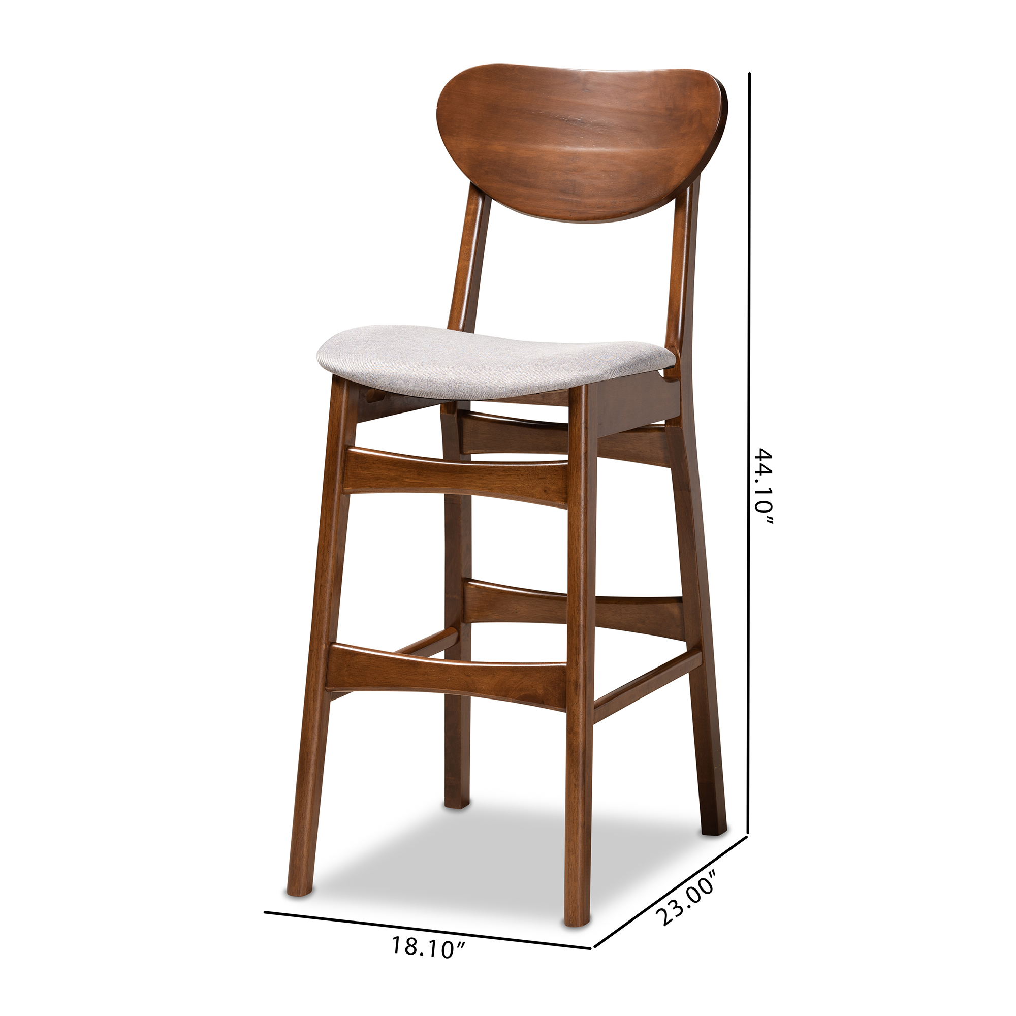 Baxton Studio Katya Bar Stool, Grey, Set of 2