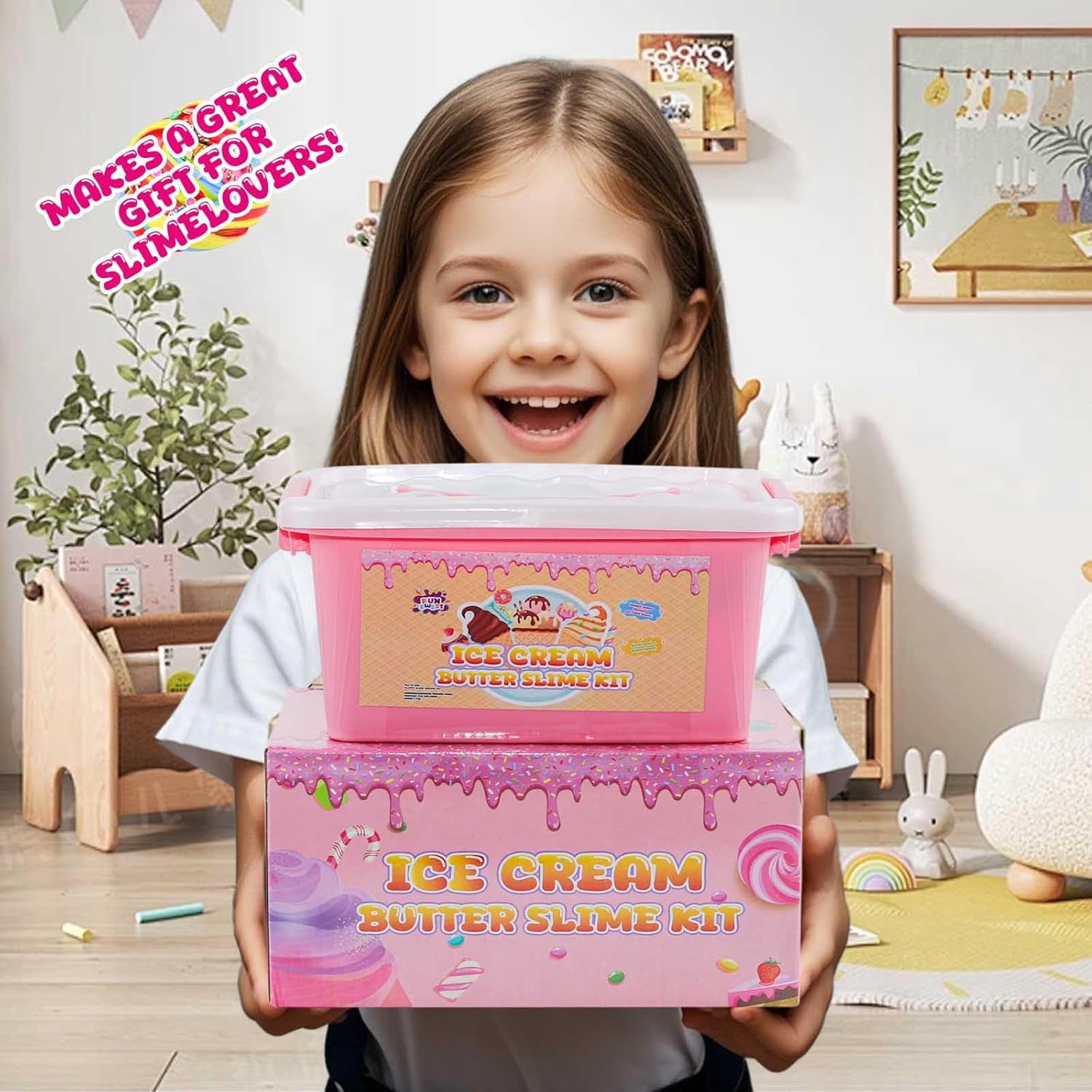 Slime Kit for Girls Ages 8-12 Mini Fluffy Butter Slime Making Kit Ice Cream Slime for Kids DIY Craft Kits with 30+ Piece Birthday Gifts
