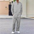 thumbnail image 2 of Men’s Long Sleeve Zip Collar Pullover Top and Drawstring Waist Pants Two Piece Set Casual Relaxed Fit Tracksuit Outfit, 2 of 5