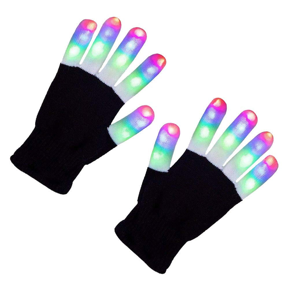 Details about  / Purple LED Finger Light-Up Flash 6 Modes Gloves With 4 Spare Replace Batteries.
