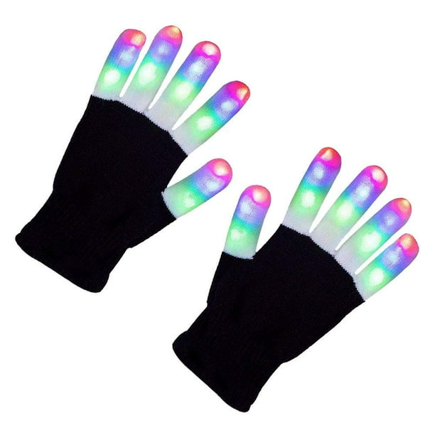 LED Gloves, Light Up Gloves Finger Lights 3 Colors 6 Modes Flashing LED