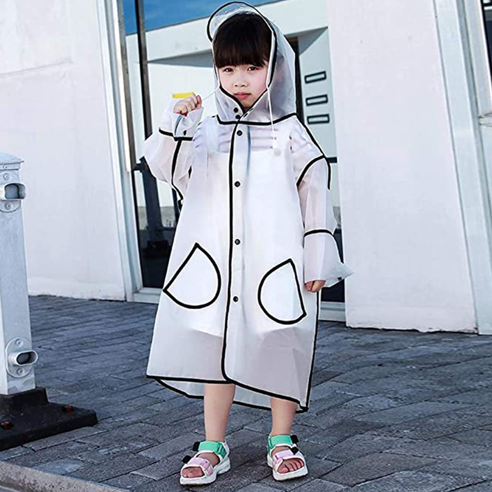 Kids Rain Coat, Colored Rain Poncho Wrinkle Free Hooded Rainwear for Boys Girls Age 6-12 - image 3 of 9