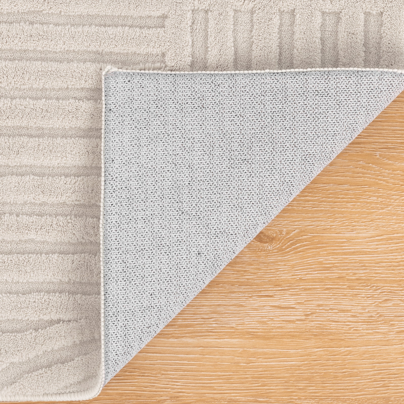 8' x 10' Geometric Beige Area Rug Washable, Durable Non-Slip Indoor Carpet with Soft High-Low Pile, Fluffy Floor Rugs for Living Room, Bedroom, Home Office Décor