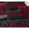 thumbnail image 3 of Unique Home 7 Piece BRISE Double Color Clearence Ruffled Comforter Set-Queen King Cal.King Size (King, Burgundy/Black), 3 of 5