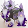thumbnail image 2 of 12" Lavender Easter Gnome Plush - Faceless Doll With Flowers - Swedish Tomte Ornament - Spring Holiday Purple Decor - Farmhouse Tabletop Elf Figurine For Kitchen Living Room Shelf, 2 of 6
