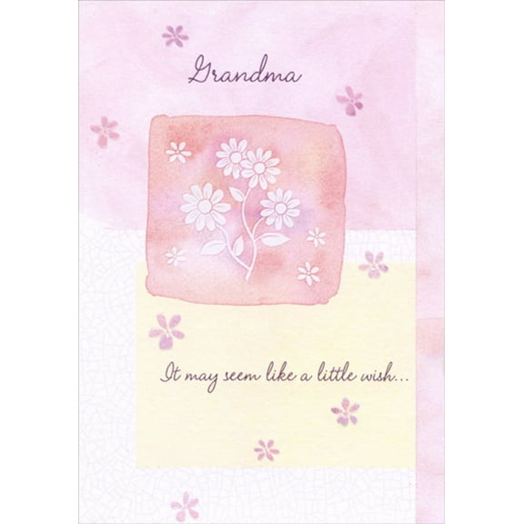 Designer Greetings It May Seem: White Embossed Flowers in Pink Square Short Fold Birthday Card for Grandma