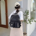 thumbnail image 4 of Bolsa Mochilas de lona simples Mochila de libros para computadora portátil de escuela secundaria con múltiples bolsillos (Negro) Likrtyny Para Estrenar, 4 of 8