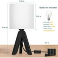 thumbnail image 7 of Oumilen 14.37” Smooth Wooden Tripod Table Lamp with White Fabric Shade (2 Count), 7 of 7