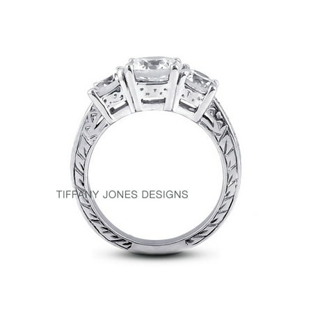 Tiffany Engraved Round Tag - 0.57ct tw F-SI3 VG Round AGI Natural Diamonds 14k Gold Basket Engraved Ring 3.2g