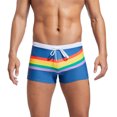 thumbnail image 5 of OGLCCG Men's Swim Briefs Striped Quick Dry Adjustable Drawstring Summer Swimming Boxer Square Cut Swimsuits Trunks Briefs, 5 of 6