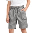 thumbnail image 3 of Zwiiyzr Kids Boys Half Cargo Shorts Solid Color Loose Kids Casual Shorts Active Summer Clothes with Pockets Gray, 3 of 8