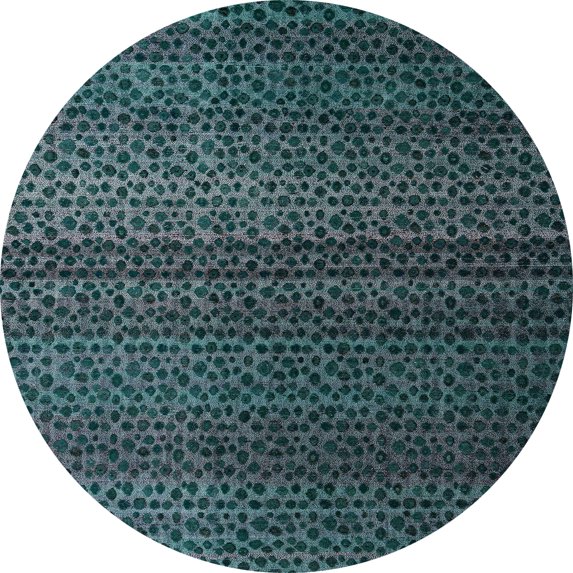 Ahgly Company Machine Washable Indoor Round Abstract Deep Teal Green Area Rugs, 6' Round