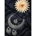 thumbnail image 4 of PARSHWA CREATIONS Silver Rhinestone Choker Necklace, Earrings, Tikka Set, 4 of 5