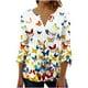 thumbnail image 2 of ICHUANYI ClearanceWomen‘s Summer Sexy Fold Printed Regular Women 3/4 Sleeves V Neck Button Tops Blouse(Multicolor, XL) ICHUANYI WER20232080505191, 2 of 5