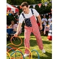 thumbnail image 6 of 250th Anniversary Mens American Flag Overalls USA Denim Bibs Coveralls 4th of July Jumpsuit(Red White and Blue,L), 6 of 12