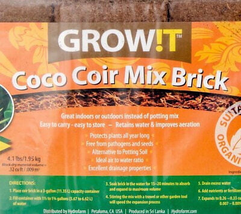 GROW!T JSCPB - Coco Coir Mix Brick (Pack of 3), Brown - Protects Plants All Year Long, Free from Pathogens and Seeds, Alternative to Potting Soil, Perfect for indoor or outdoor usage