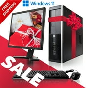 Used Windows 11 Pro 64bit Fast HP 8200 Desktop Computer Tower PC Intel Quad-Core i3 3.2GHz Processor 16GB RAM 2TB Hard Drive with a i9" LCD Monitor Keyboard and Mouse