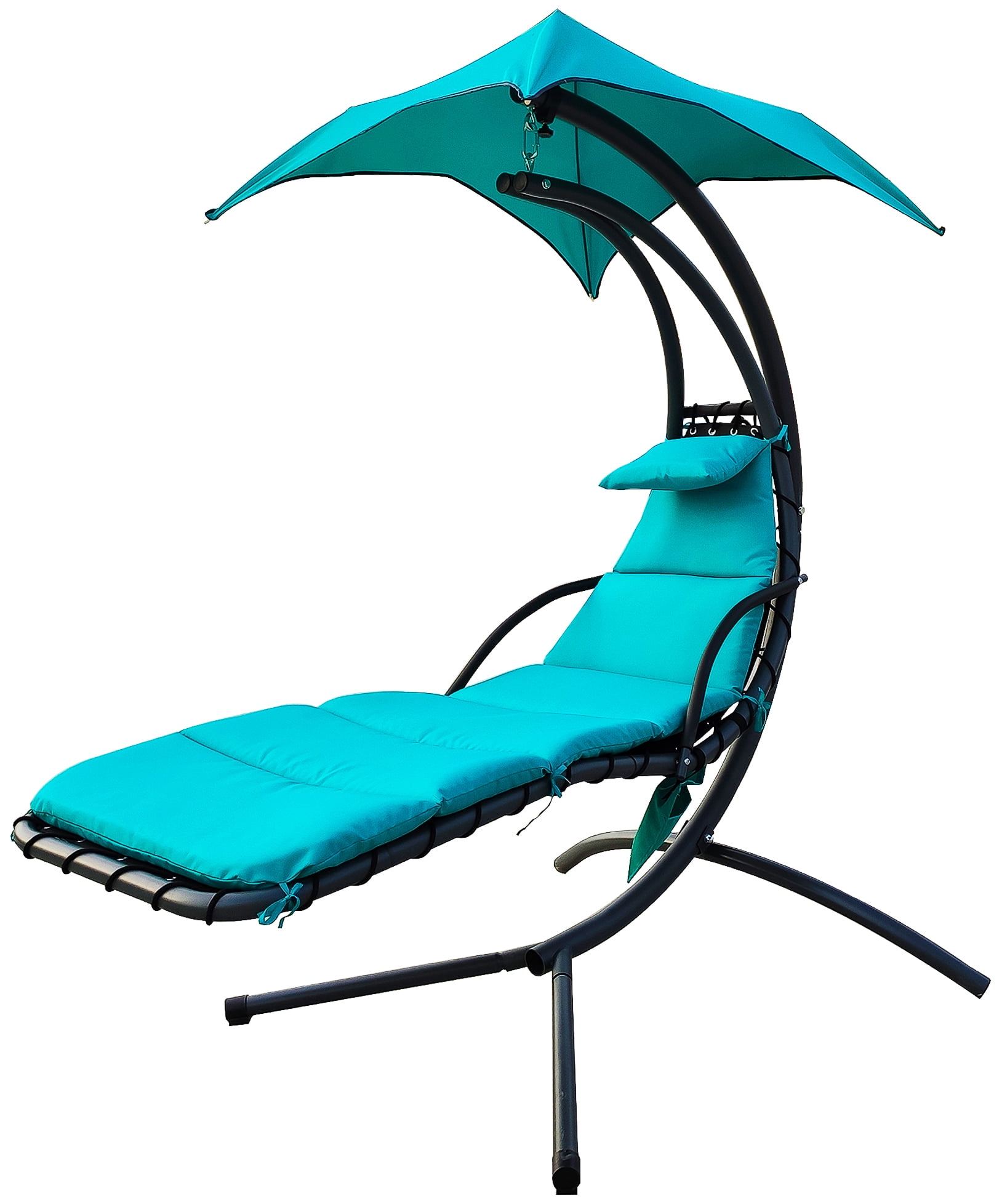 Details about   Hanging Curved Steel Chaise Lounge Chair Swing W/Built-in Pillow And Canopy USA 