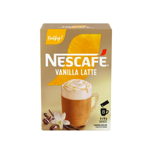 NESCAFE Vanilla Latte Frothy Instant Coffee Mix, No Milk Needed, Just Add Hot Water