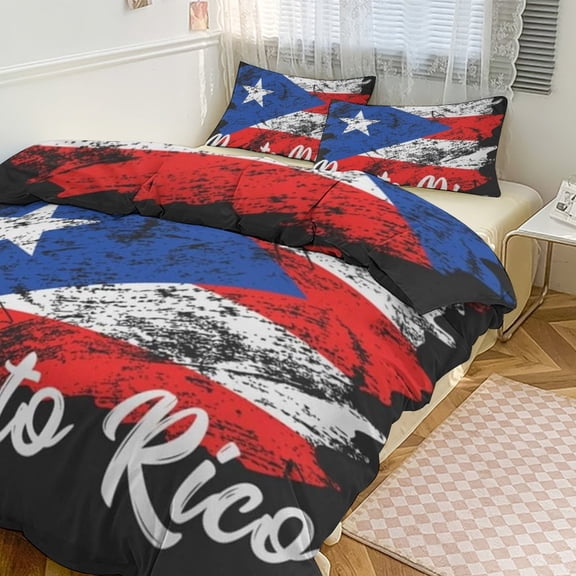 3 Pcs Soft Bedding Set, Includes 1 Duvet Cover with Zipper And 2 Pillow Shams,Puerto Rico Twin(86"x70")