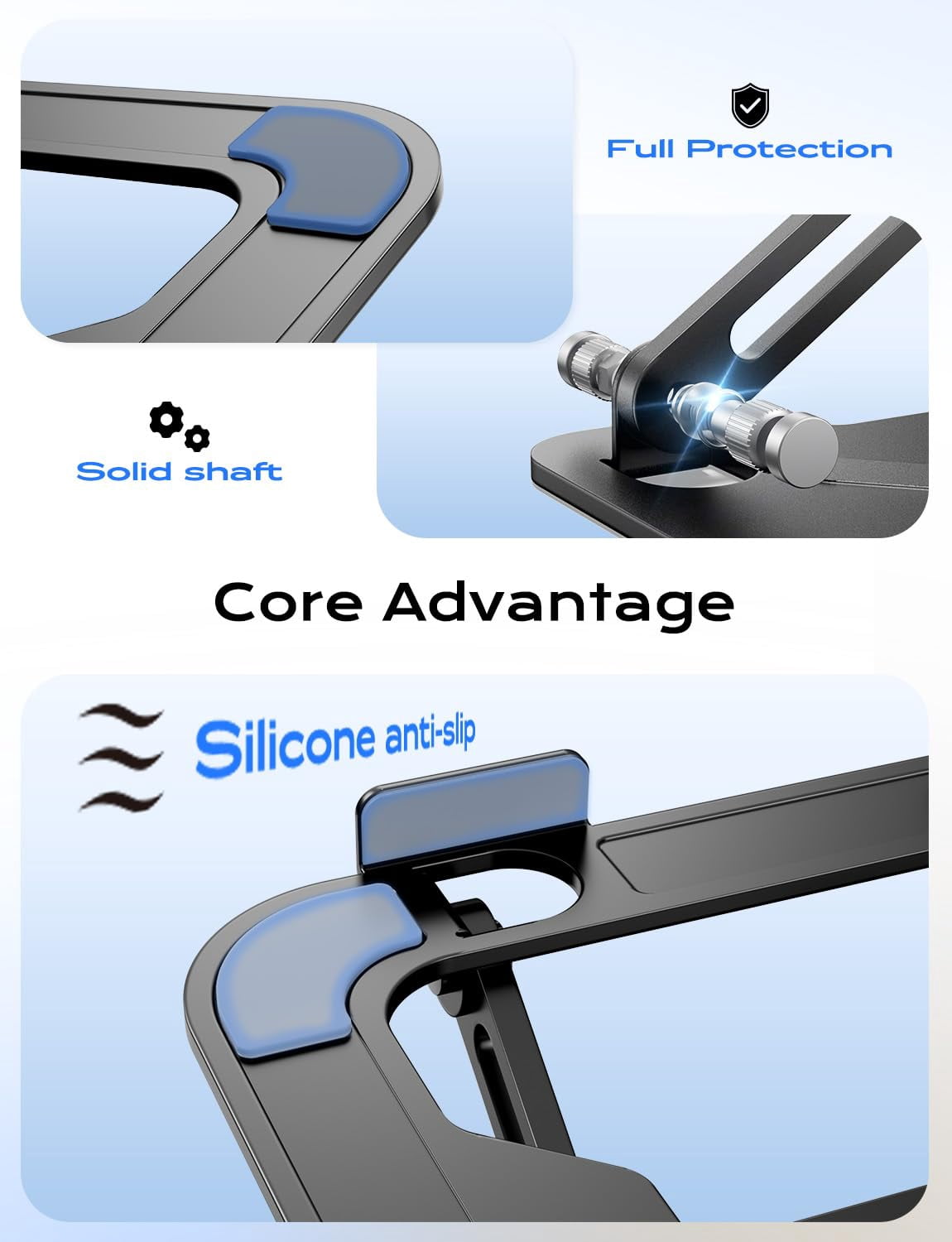 Adjustable Laptop Stand For Desk  Metal Foldable Riser Portable Holder Mount Ventilated Notebook Macbook Air Pro All 10-16'' Notebooks Laptops Black