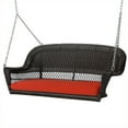 thumbnail image 1 of Jeco Wicker Porch Swing in Espresso with Red Cushion, 1 of 1