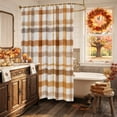 thumbnail image 5 of Brown Checked Shower Curtain, Waterproof Shower Curtains for Bathroom, Watercolor Coffee Buffalo Plaid Washable Fabric Bathtub Curtain Set Bath Decor with 12 Hooks Extra Long 72"x96", 5 of 8