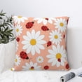 thumbnail image 4 of Fuzoiu Daisy and Ladybug Print Square Pillow Cover,Hidden Zipper Design,Luxury Square Pillow Case, Throw Pillow,Couch Cushion-22"x22", 4 of 7