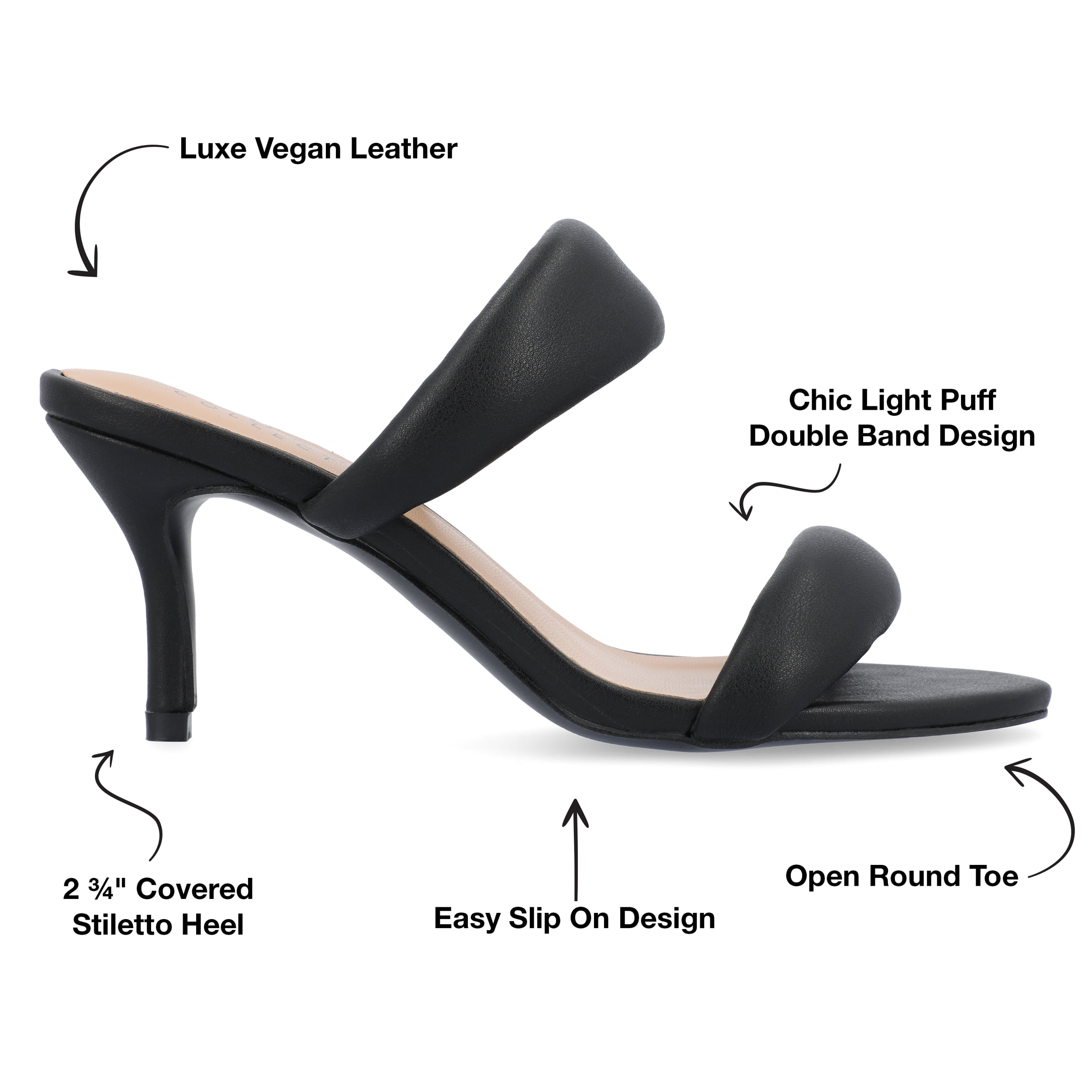Journee Collection Womens Mellody Light Puff Strap Slip On Open Toe Pumps