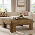 thumbnail image 4 of Finmind Square Coffee Table for Living Room, 39.4'' Farmhouse Large Center Table, Easy Assembly, Rustic Brown, 4 of 9