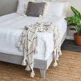 thumbnail image 3 of Main + Mesa Recycled Striped Cotton Throw Blanket with Tassels, Brown and Natural, 3 of 6