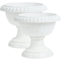 Tineasur 2-Pack Vintage Rounded Top Plastic Roman Flower Pots for Indoor Outdoor Decorative Plant Containers