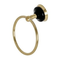 Kingston Brass BA9114BB 6 in. Water Onyx Towel Ring, Brushed Brass