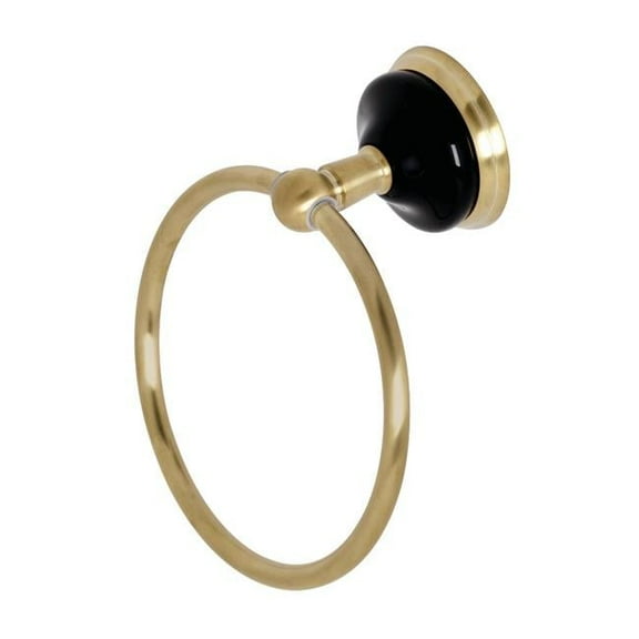 Kingston Brass BA9114BB 6 in. Water Onyx Towel Ring, Brushed Brass