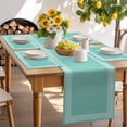 thumbnail image 6 of Placemats Set of 4, Turquoise Linen Key Design Place Mats Geometric Back Print Tablemats Washable Placemat Table Decoration for Kitchen Table Dinner Party Home Decor Indoor Outdoor 13x19 Inch, 6 of 9