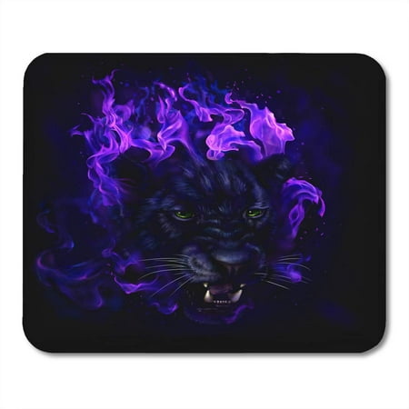 LADDKE Jungle Panther Head in Flames Digital Painting Full Jaguar Big Mousepad Mouse Pad Mouse Mat 9x10