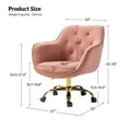 thumbnail image 2 of Tina's Home Velvet Tufted Office Chair Upholstered Swivel Modern Adjustable Armchair Metal Base Home Bedroom Pink, 2 of 7