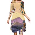 thumbnail image 1 of Robe Évasée de Maison avec sland, Robe Élégante à Col Carré, Mode Féminine Imprimée, 1 of 4