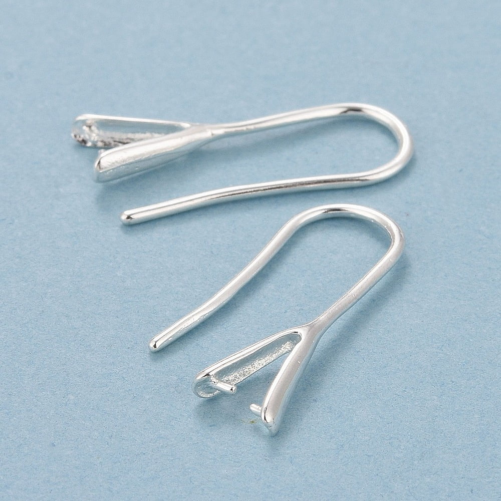 100pcs Rack Plating Eco-friendly Brass Earring Hooks with Ice Pick Pinch Bails Lead Free & Cadmium Free 925 Sterling Silver Plated 21x2.5mm 24 Gauge Pin: 0.5mm and 1mm