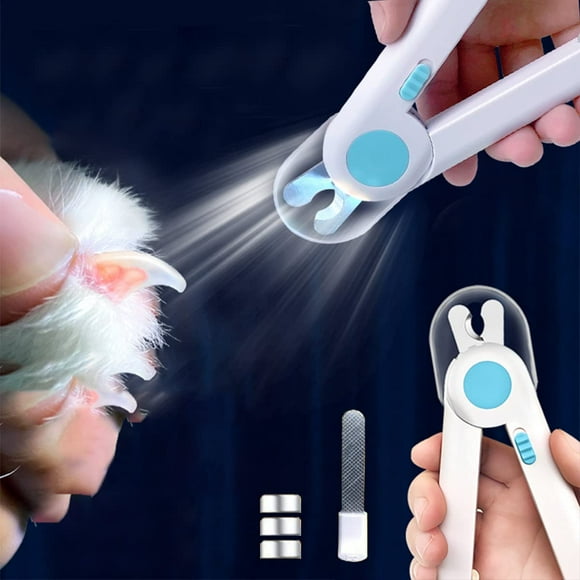 SHAR Coupe ongles chat, ligne de sang LED coupe ongles animaux, ciseaux griffes professionnels chien, avec lime à ongles, sans projection, pour petits hamster, lapins, chaton bleu
