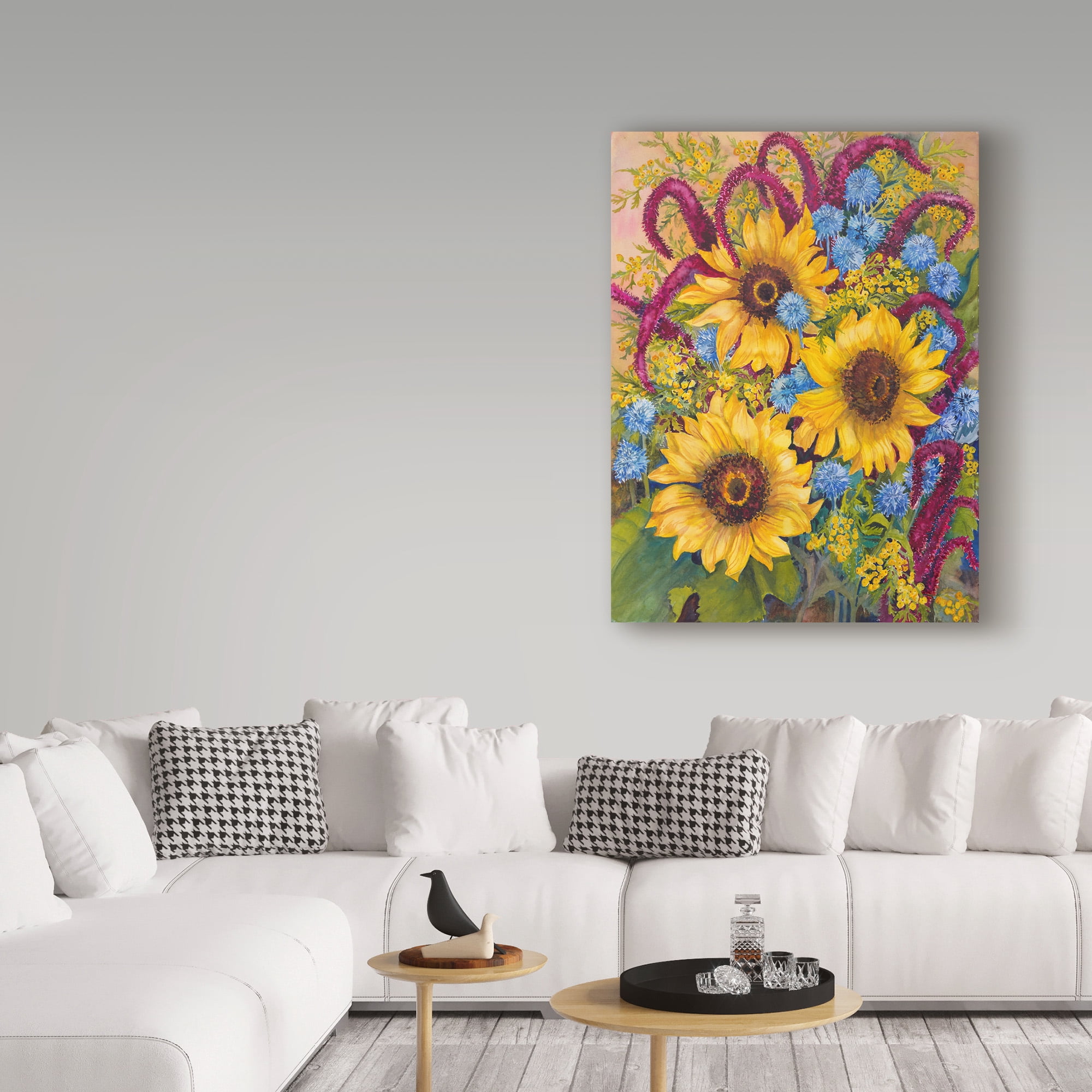 Trademark Fine Art 'Sunflowers And Thistles' Canvas Art by Joanne Porter