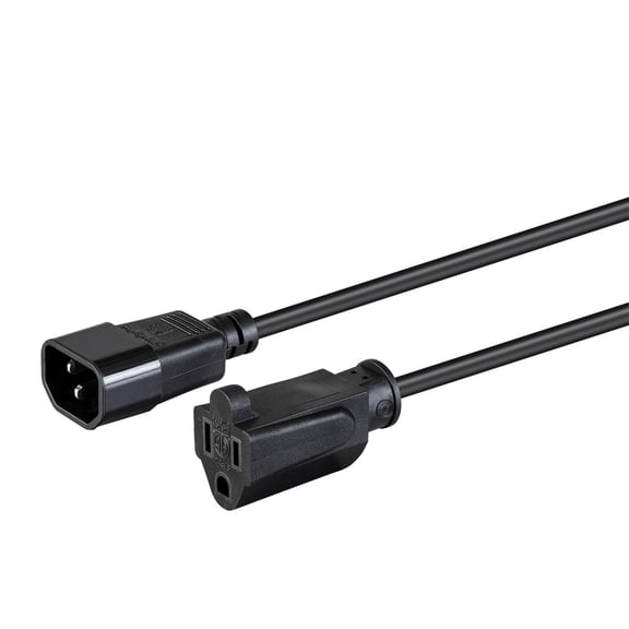 Monoprice Desktop Computer Power Cord - 2 Feet - Black | IEC 60320 C14 to NEMA 5-15R, 18AWG, 10A, SVT, 125V