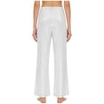 thumbnail image 2 of Haitryli Women's Sparkle Sequin Pants Drawstring Waist Wide Leg Straight Leg Long Pants for Nightclub White S, 2 of 5