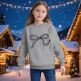thumbnail image 2 of SERTG Girls Cute Bow Print Blouse Long Sleeve Round Neck Shirts Kids Spring Fall Casual Everyday Festival Pullover Top(Gray,2-3 Years), 2 of 7